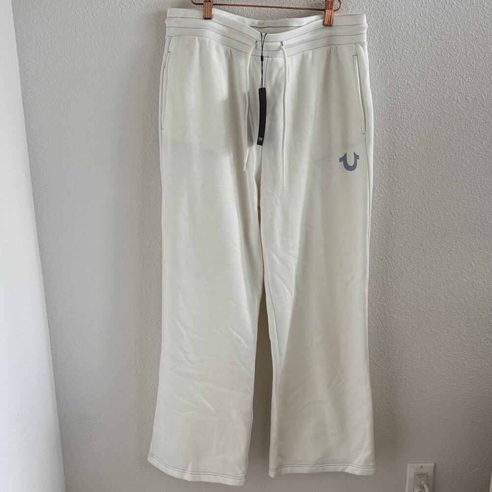 NWT True Religion HS Straight Leg Winter White Sweatpants XL